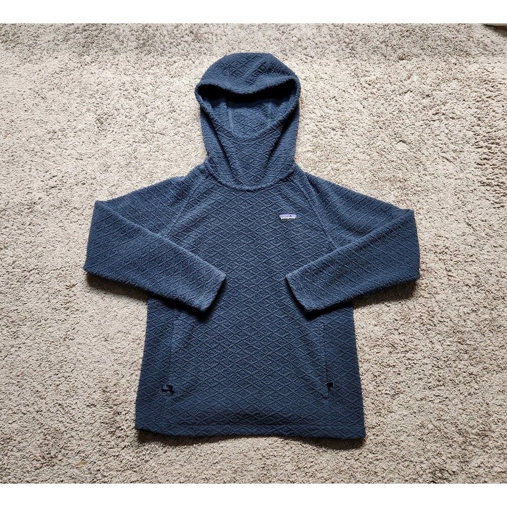 Patagonia Diamond Capra Hoodie Womens M Pullover Navy Blue Mock Tech Fleece